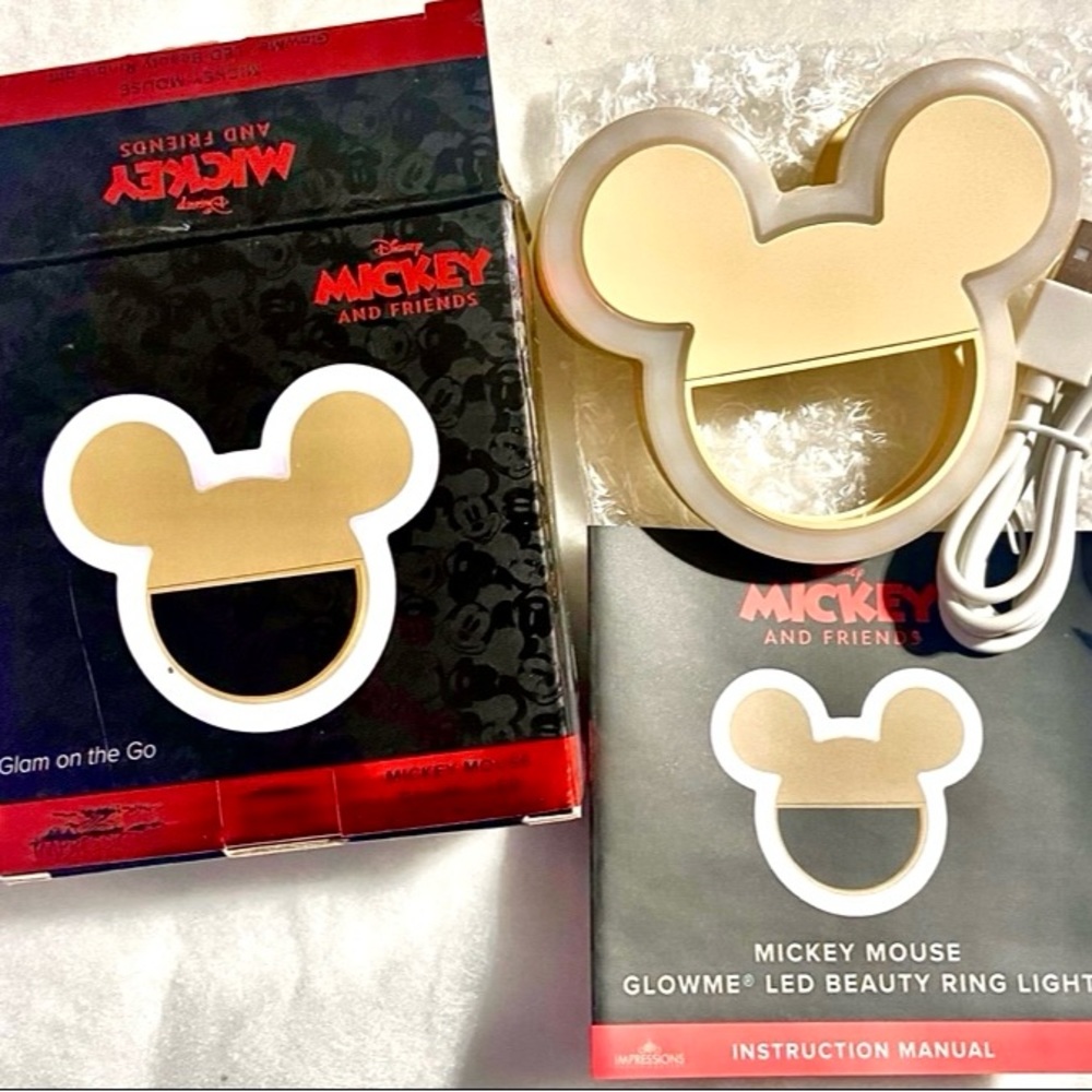 IMPRESSIONS Disney Mickey Mouse GlowMe LED Beauty Ring Light Phone Selfie NEW